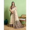 Women's Silk Blend Printed Saree With Unstitched Blouse 5.5Mtr (Cream) Women's Silk Blend Printed Saree With Unstitched Blouse 5.5Mtr (Cream)