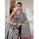 Women's Satin Crepe Printed Saree With Unstitched Blouse 5.5Mtr (Black)