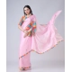 Women's Soft Crepe Silk Printed Ready To Wear Saree With Unstitched Blouse 5.5Mtr (Pink)