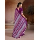 Women's Satin Crepe Printed Saree With Unstitched Blouse 5.5Mtr (Purple)