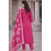 Women's Chanderi Silk Ethnic Motif V-Neck 3/4th Sleeve Kurti With Pant Dupatta Set (Pink) Women's Chanderi Silk Ethnic Motif V-Neck 3/4th Sleeve Kurti With Pant Dupatta Set (Pink)