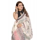 Women's Linen Cotton Printed Saree With Unstitched Blouse 5.5Mtr (Off White) Women's Linen Cotton Printed Saree With Unstitched Blouse 5.5Mtr (Off White)