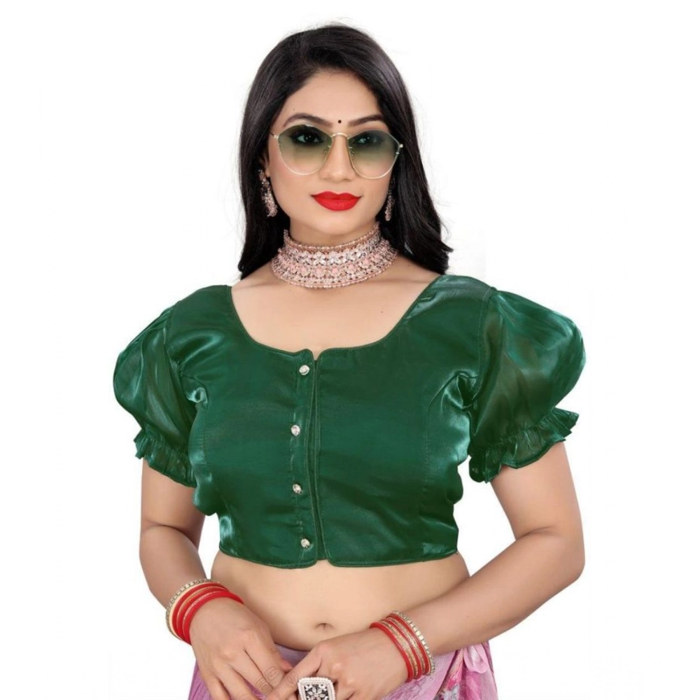 Women's Jimmy Solid Designer Neck Elastic Sleeve Readymade Blouse (Green 38 , Alterable up to 42)-PID65829 Women's Jimmy Solid Designer Neck Elastic Sleeve Readymade Blouse (Green 38 , Alterable up to 42)-PID65829