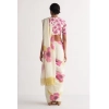 Women's Linen Printed Saree With Unstitched Blouse 5.5Mtr (White)