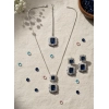 Women's Brass Silver Plated Pendant Set (Blue) Women's Brass Silver Plated Pendant Set (Blue)
