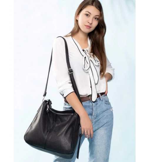 Women's PU Leather Zipper Handbag (Black)