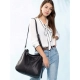 Women's PU Leather Zipper Handbag (Black)