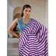 Women's Satin Crepe Printed Saree With Unstitched Blouse 5.5Mtr (Purple)