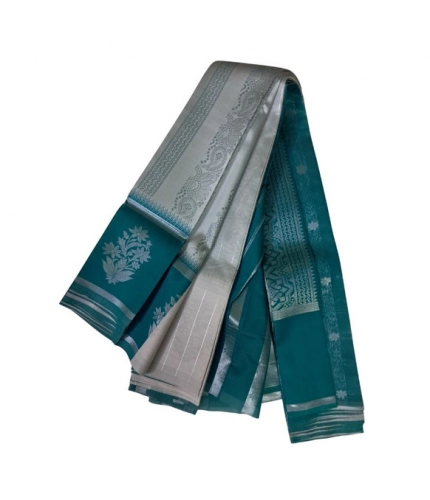 Women's Soft Silk Wooven Saree With Unstitched Blouse 5.5Mtr (Silver)