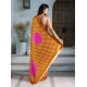 Women's Satin Crepe Printed Saree With Unstitched Blouse 5.5Mtr (Mustard)