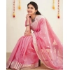 Women's Soft Lichi Silk Printed Saree With Unstitched Blouse 5.5Mtr (Pink) Women's Soft Lichi Silk Printed Saree With Unstitched Blouse 5.5Mtr (Pink)