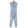 Girl's Denim Embellished Sleeveless Jumpsuit (Blue) Girl's Denim Embellished Sleeveless Jumpsuit (Blue)