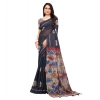Women's Linen Printed Saree With Unstitched Blouse 5.5Mtr (Black) Women's Linen Printed Saree With Unstitched Blouse 5.5Mtr (Black)