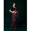 Women's Net Sequence Saree With Unstitched Blouse 5.5Mtr (Purple)
