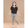 Girl's Cotton Lycra Floral Elasticated Jeggings (Multicolor)