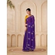 Women's Digital Printed  Georgette Saree With Unstitched Blouse (Purple, 5-6 Mtrs)