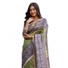 Women's Faux_Tussar Ethnic_Print Saree With Unstitched Blouse 5.5Mtr (Olive) Women's Faux_Tussar Ethnic_Print Saree With Unstitched Blouse 5.5Mtr (Olive)