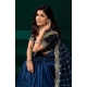 Women's Net Sequence Saree With Unstitched Blouse 5.5Mtr (Blue)