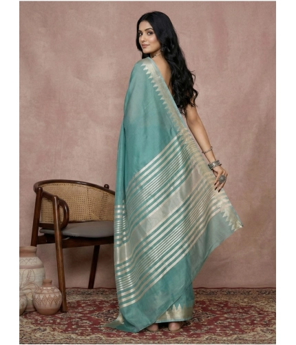 Women's Cotton Printed Saree With Unstitched Blouse 5.5Mtr (Teal) Women's Cotton Printed Saree With Unstitched Blouse 5.5Mtr (Teal)