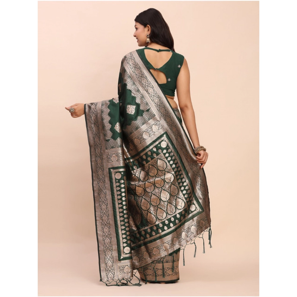 Women's Banarasi Silk Printed Saree With Unstitched Blouse 5.5Mtr (Green) Women's Banarasi Silk Printed Saree With Unstitched Blouse 5.5Mtr (Green)
