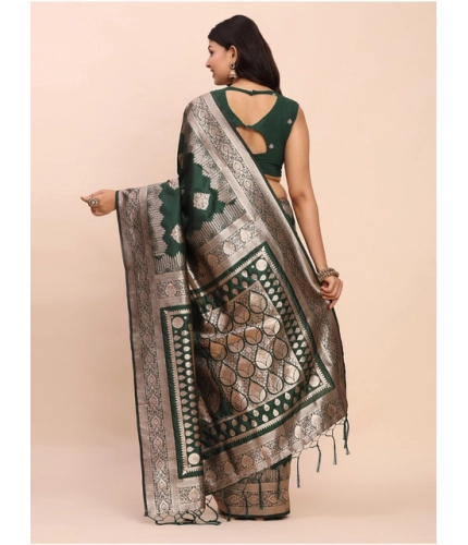 Women's Banarasi Silk Printed Saree With Unstitched Blouse 5.5Mtr (Green) Women's Banarasi Silk Printed Saree With Unstitched Blouse 5.5Mtr (Green)