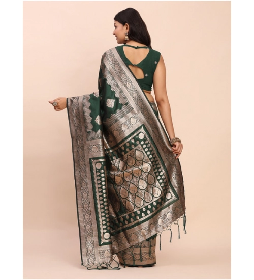 Women's Banarasi Silk Printed Saree With Unstitched Blouse 5.5Mtr (Green) Women's Banarasi Silk Printed Saree With Unstitched Blouse 5.5Mtr (Green)