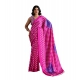 Women's Satin Crepe Printed Saree With Unstitched Blouse 5.5Mtr (Pink)