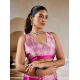 Women's Satin Crepe Printed Saree With Unstitched Blouse 5.5Mtr (Pink)