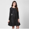 Women's Denim Washed Long Sleeves Dress (Black)