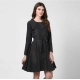 Women's Denim Washed Long Sleeves Dress (Black)