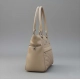 Women's PU Leather Solid Shoulder Zipper Handbag (Beige)