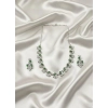 Women's Brass Silver Plated Necklace set (Green)