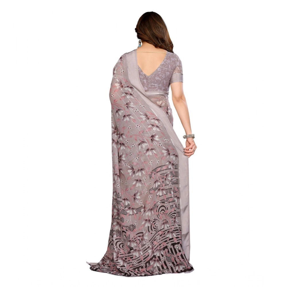 Women's Georgette Printed Saree With Unstitched Blouse 5.5Mtr (Grey) Women's Georgette Printed Saree With Unstitched Blouse 5.5Mtr (Grey)