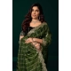 Women's Net Sequence Saree With Unstitched Blouse 5.5Mtr (Green)