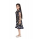 Girl's Polyester Crepe Polka Cold Shoulder Dress (Navy Blue) Girl's Polyester Crepe Polka Cold Shoulder Dress (Navy Blue)