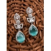 Women's Brass Silver Plated Drop Earrings (Turquoise)