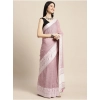 Women's Linen Printed Saree With Unstitched Blouse 5.5Mtr (Purple) Women's Linen Printed Saree With Unstitched Blouse 5.5Mtr (Purple)