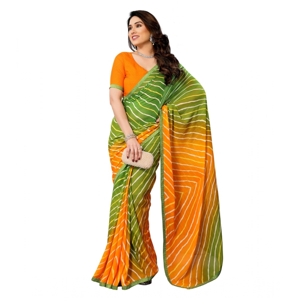 Women's Georgette Printed Saree With Unstitched Blouse 5.5Mtr (Green) Women's Georgette Printed Saree With Unstitched Blouse 5.5Mtr (Green)