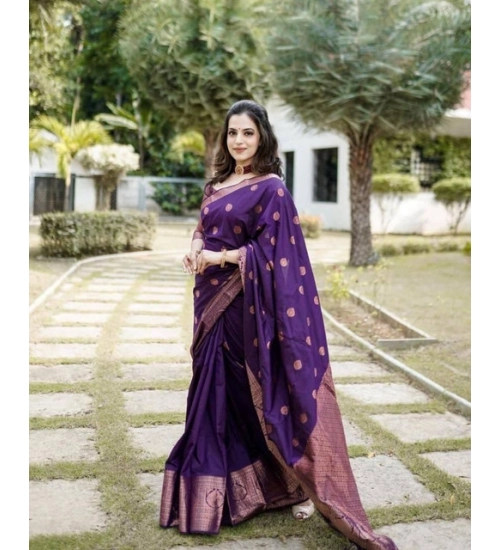 Women's Soft Lichi Silk Printed Saree With Unstitched Blouse 5.5Mtr (Blue)