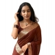 Women's Vichitra Silk Printed Saree With Unstitched Blouse 5.5Mtr (Brown) Women's Vichitra Silk Printed Saree With Unstitched Blouse 5.5Mtr (Brown)