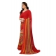 Women's Georgette Printed Saree With Unstitched Blouse 5.5Mtr (Red)
