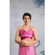 Women's Satin Crepe Printed Saree With Unstitched Blouse 5.5Mtr (Pink)