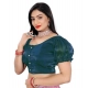 Women's Jimmy Solid Designer Neck Elastic Sleeve Readymade Blouse (Teal 38 , Alterable up to 42)-PID65835