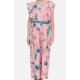 Girl's Rayon Floral Flutter Jumpsuit (Pink-Blue) Girl's Rayon Floral Flutter Jumpsuit (Pink-Blue)