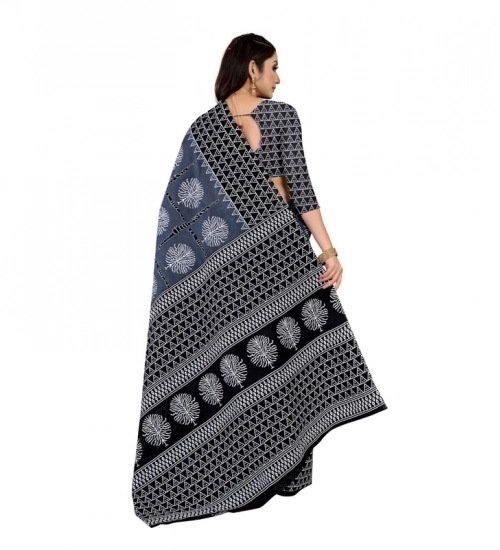 Women's Soft Pure Cotton Printed Saree With Unstitched Blouse 5.5Mtr (Multicolor)