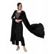 Women's Tesla Silk Embroidered U-Neck Kurti With Pant Dupatta Set (Black)