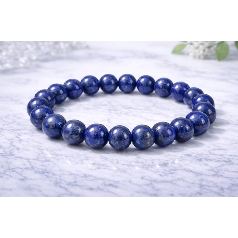 Natural Crystal 8mm Lapis Lazuli Bracelet (Dark Purple)