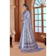 Women's Printed Cotton Linen Saree withPrinted  Saree With Unstitched Blouse (Blue, 5-6Mtrs)