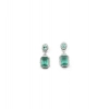 Women's Brass Silver Plated Drop Earrings (Green)
