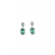 Women's Brass Silver Plated Drop Earrings (Green)